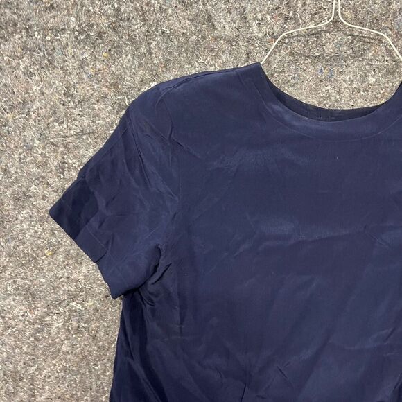 Character Club Blouse Women 8 Blue Short Sleeve Padded Shoulders Shirt - Picture 3 of 10